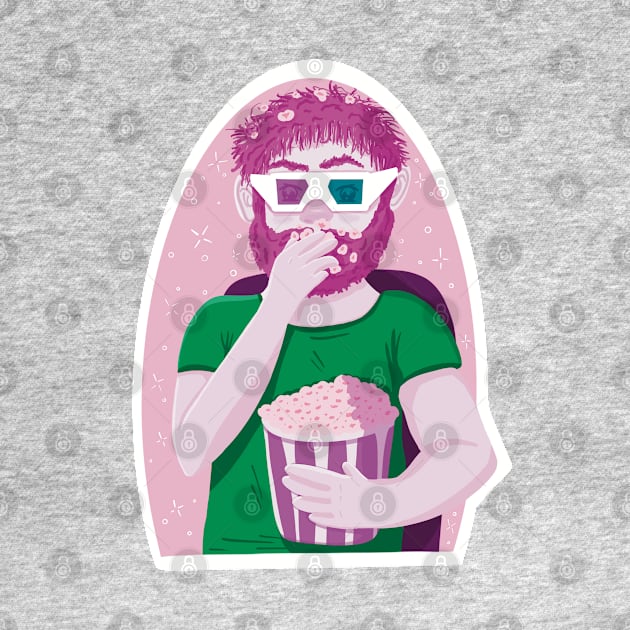 Cinema lover eating popcorn by Xatutik-Art